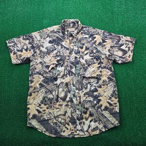 Remington Shirt Mens XL Brown Realtree Camo Button Up Short Sleeve Outdoors